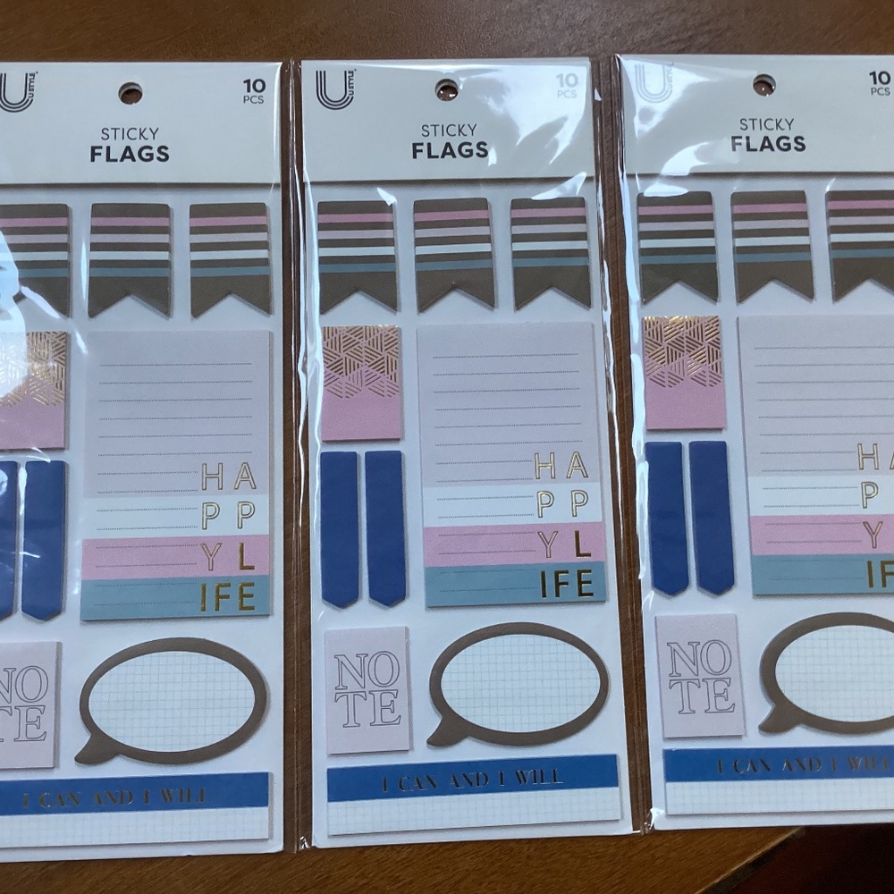 U Style Sticky Flags 10 pcs/shapes 20 sheets each shape/pc New 3 pack